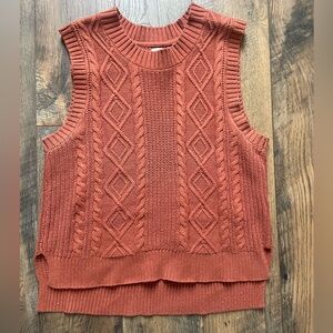Rust Cable Knit Sleeveless Sweater Vest
